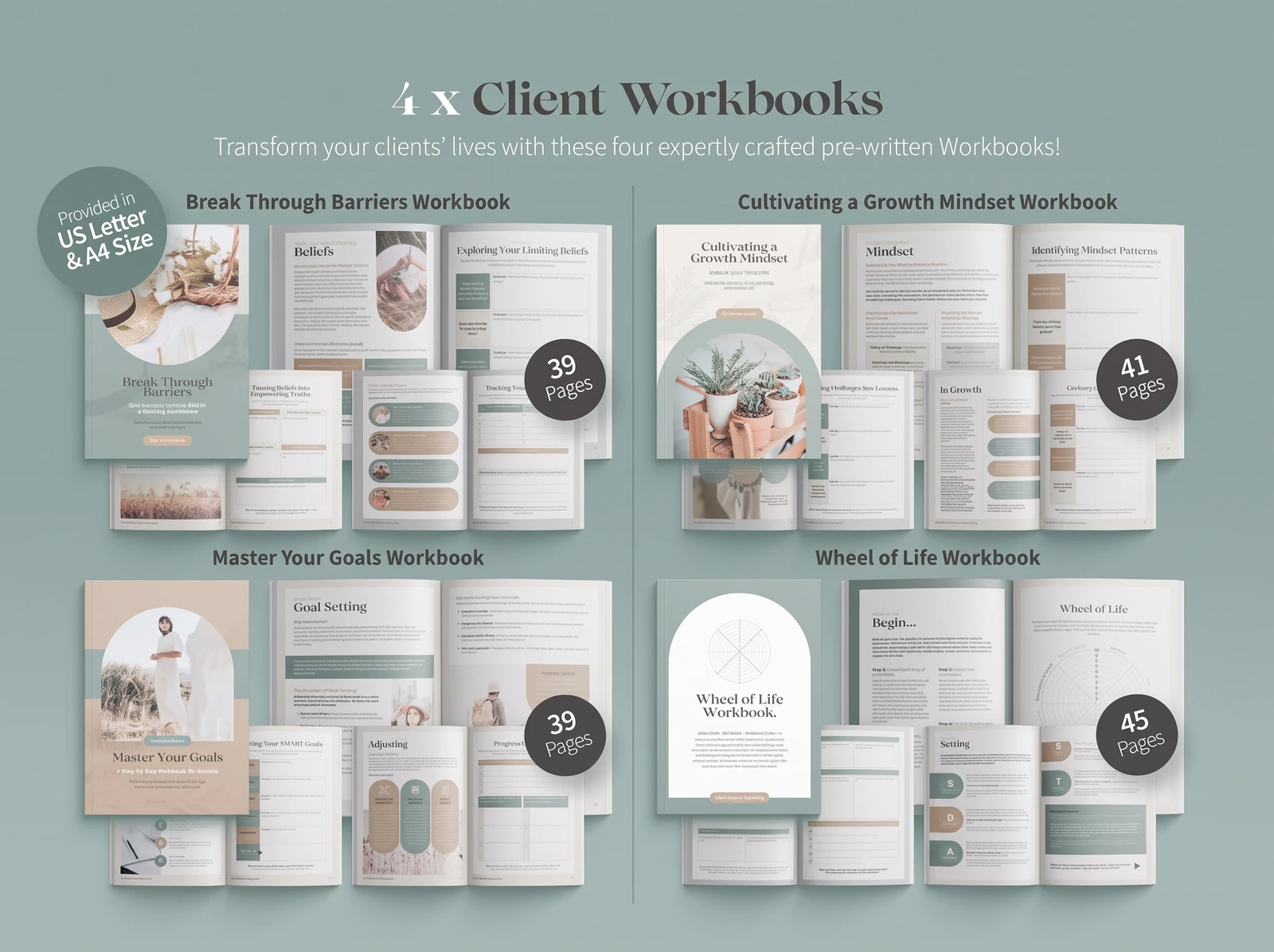 Life Coaching Kit client workbook pages and worksheets for between-session work